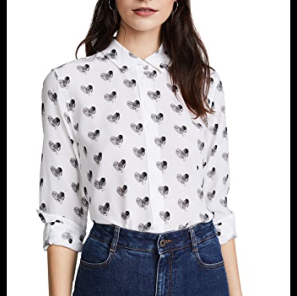 Equipment Signature Printed Washed-silk Shirt